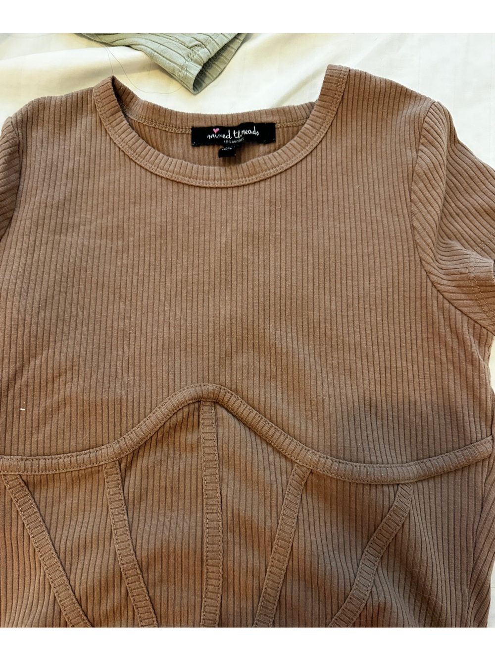 Ribbed Brown Crop Top